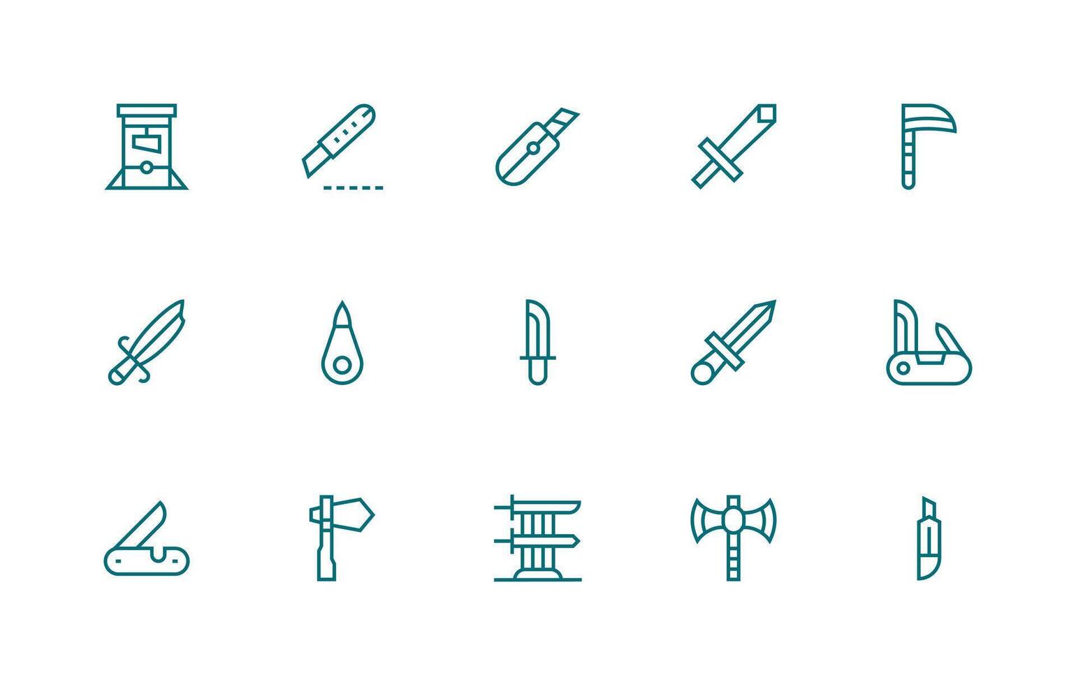 Regular Line Style Blade Icons with 15 Vectors Design Ready Icon Set for Teams