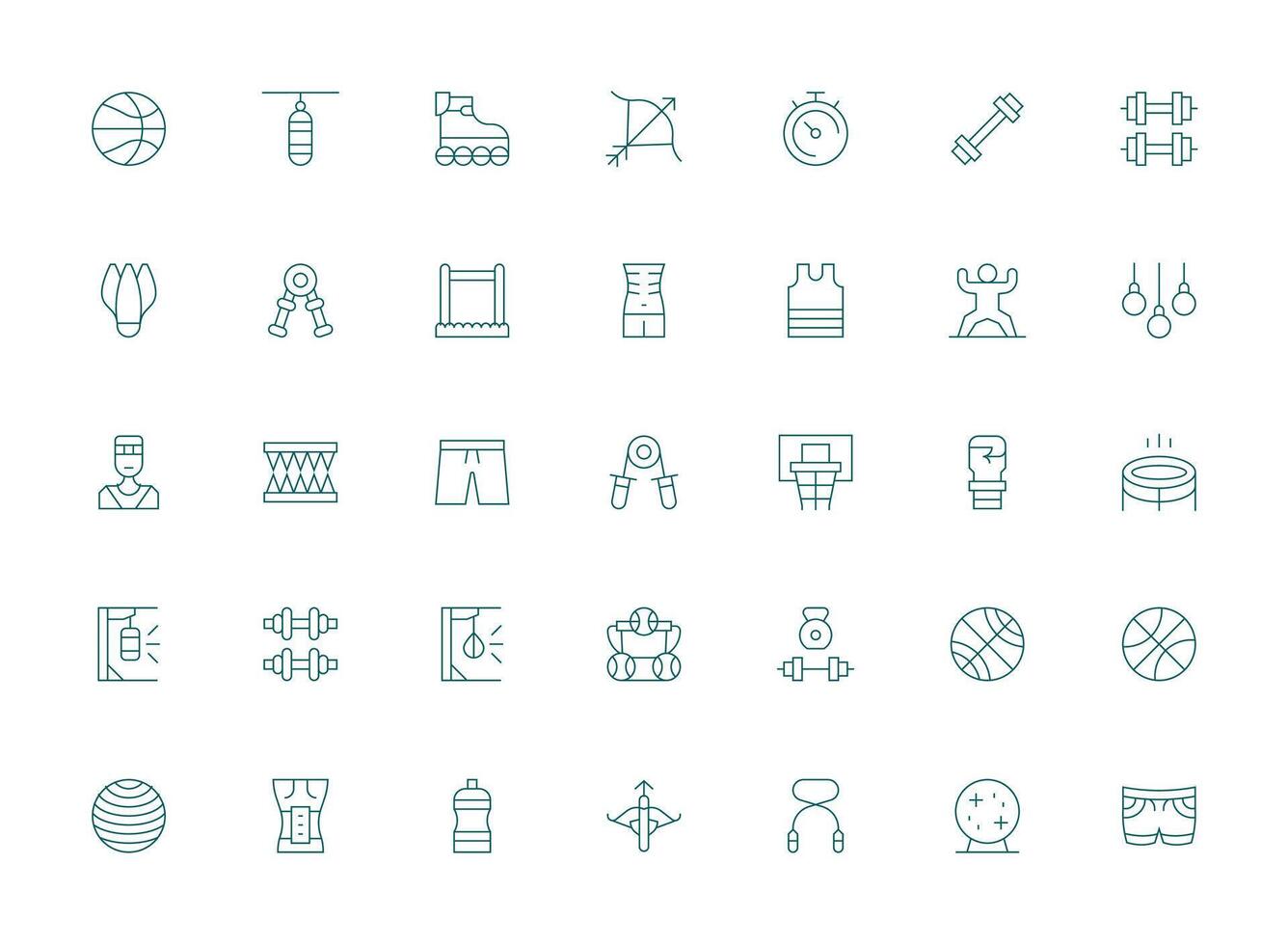 35 Light Line Designs for Exercise Icons Well-Structured Icons for Creative Use vector