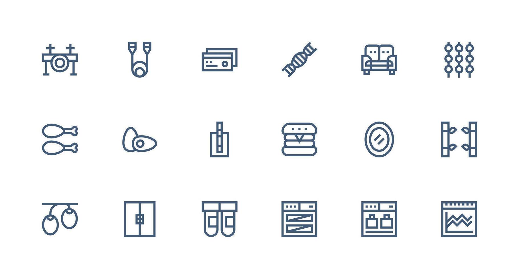 Double Icon Set with 18 Strong Stroke Line Graphics Dashboard Icon Series vector