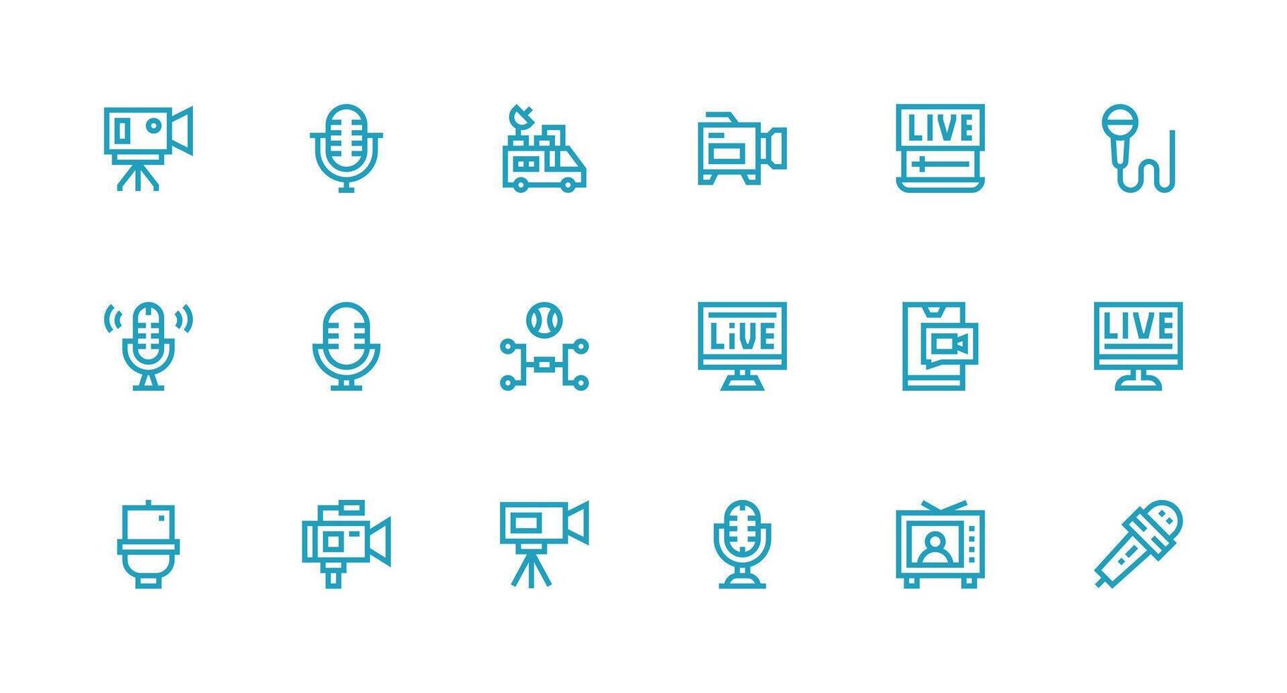 Live Design Icons featuring 18 in Strong Stroke Line Style Complete Icon Bundle for Web Design vector