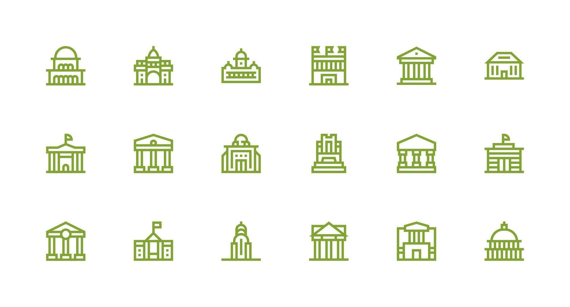 Courthouse Icon Set with 18 Strong Stroke Line Graphics Icon Set for Projects vector
