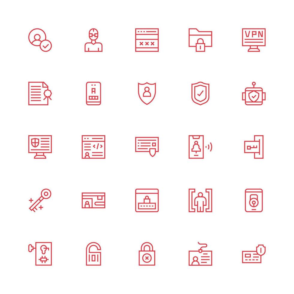 Authentication featuring 25 Icons in Medium Stroke Outline Design UI-Ready Icon Collection vector
