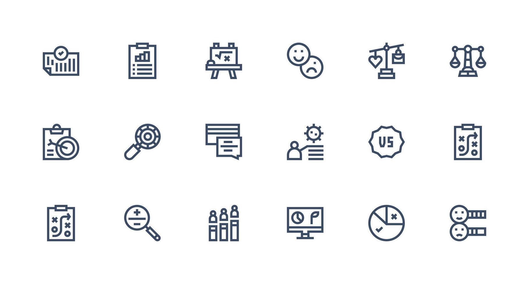 Evaluation Icon Set with 18 Strong Stroke Line Graphics UI Icon Set vector