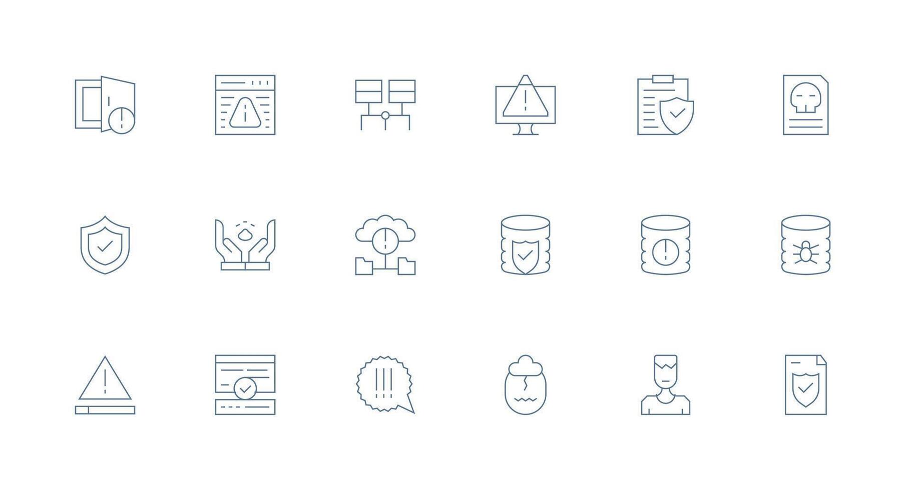 Data Integrity Set with 18 Minimal Line Icons App Icon Pack vector
