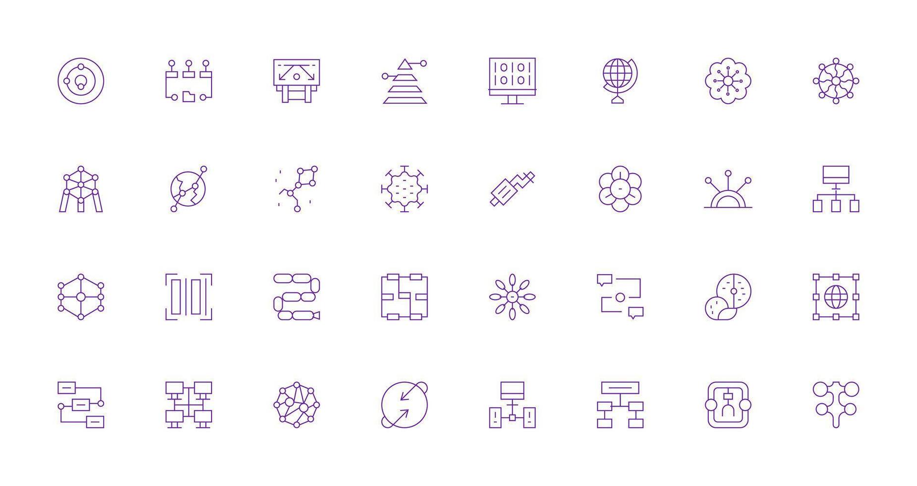 Data Flow Icon Collection with 32 Thin Line Designs Lightweight Icon Series vector