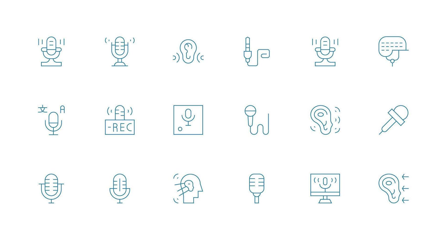 18 Minimal Line Vectors for Audio Input Theme Clean Set for Layout Prototypes