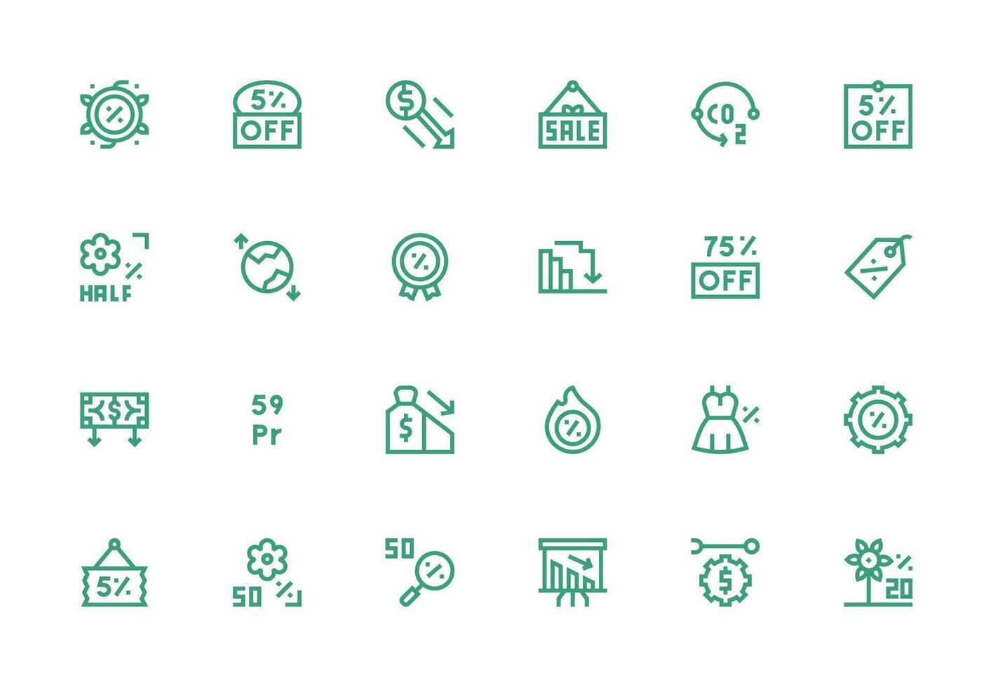 24 Thick Line Line Icons for Reduction Graphics Full Icon Library for UI Designers vector