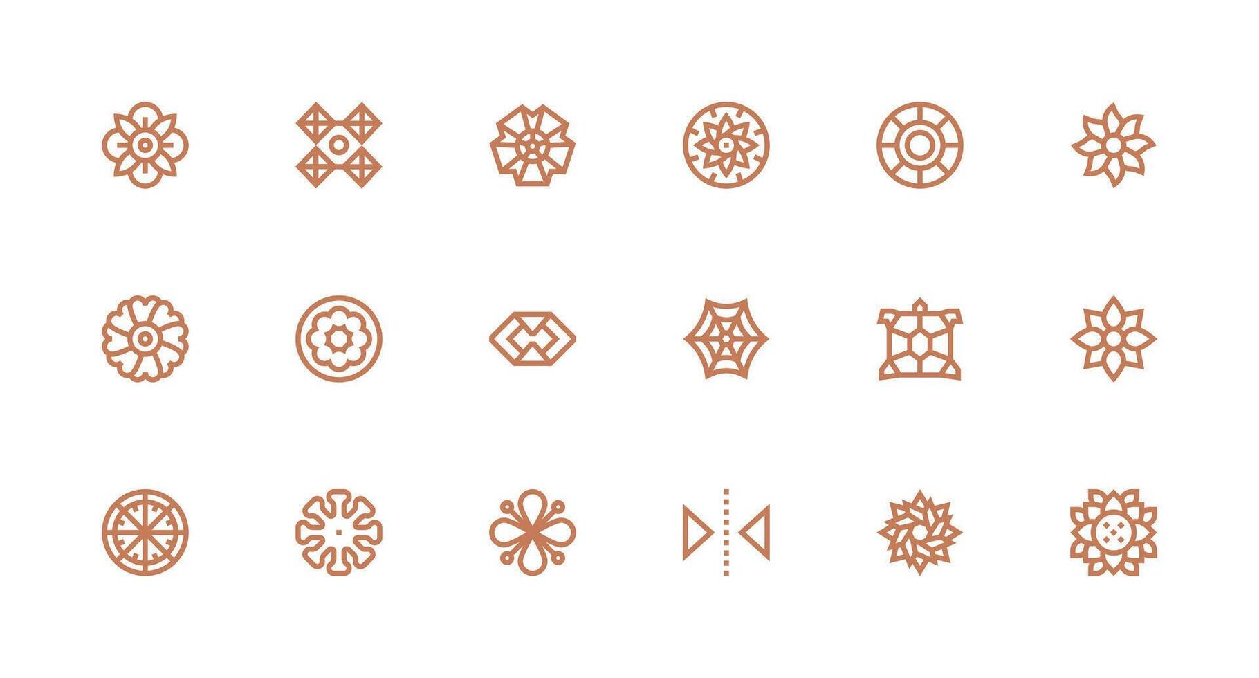 Symmetry Icon Set with 18 Strong Stroke Line Graphics Clean Set for Layout Prototypes vector
