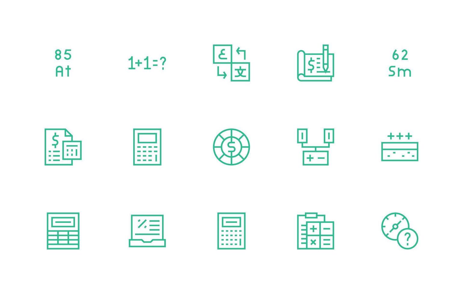 15 Regular Line Vectors for Calculation Theme Core Icon Collection for Daily Tasks