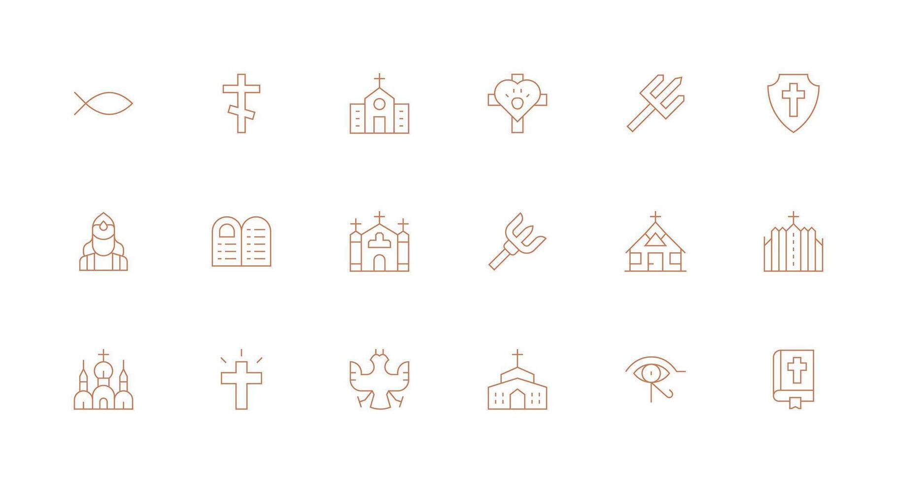 God Icon Set with 18 Minimal Line Graphics Scalable Icon Pack vector
