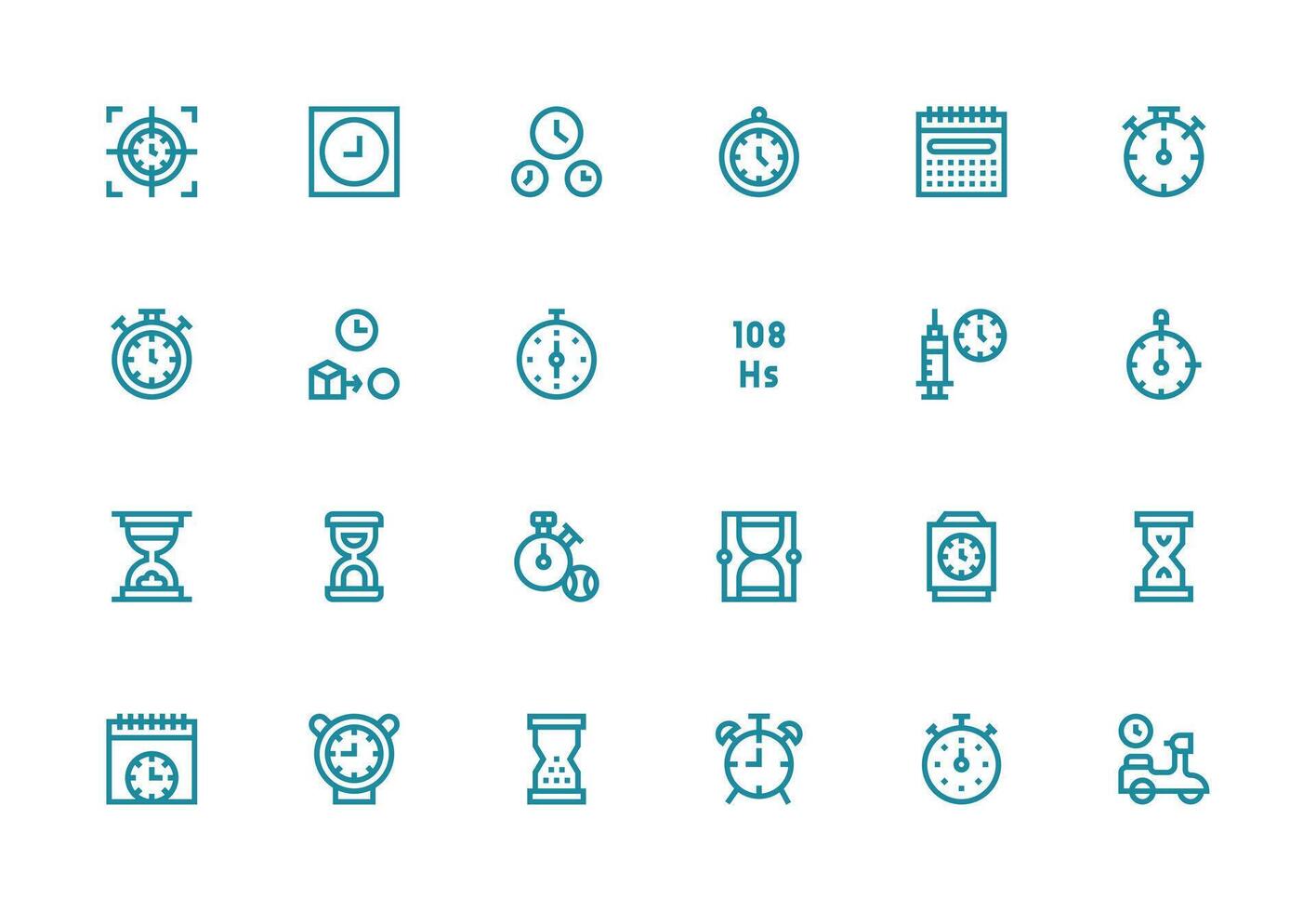 Timing featuring 24 Icons in Thick Line Line Design Responsive Icon Set for Flexible Layouts vector