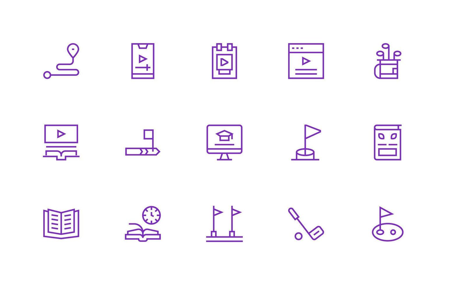 Course Set with 15 Regular Line Icons Modern Icon Set vector