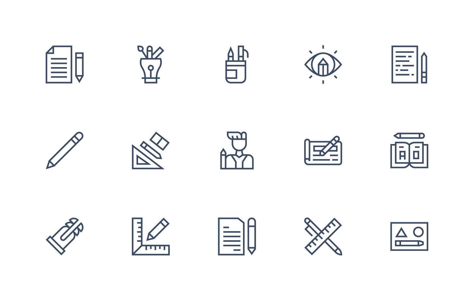 15 Regular Line Icons for Pencil Graphics Customizable Icon Series for Mobile Screens vector
