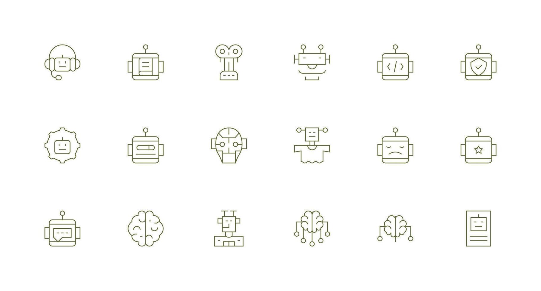 18 Icons for Ai in Minimal Line Format Minimal Icon Set for Interface Projects vector