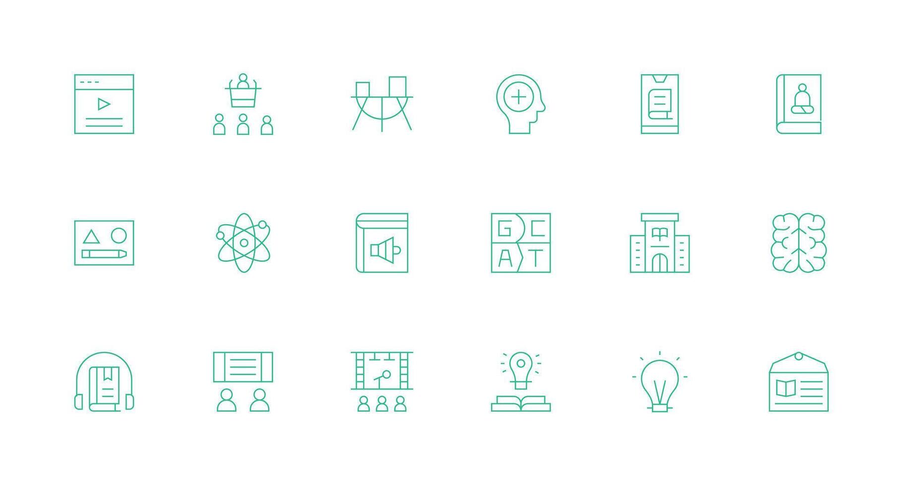 18 Minimal Line Icons for Learning Graphics Responsive Icon Set for Flexible Layouts vector