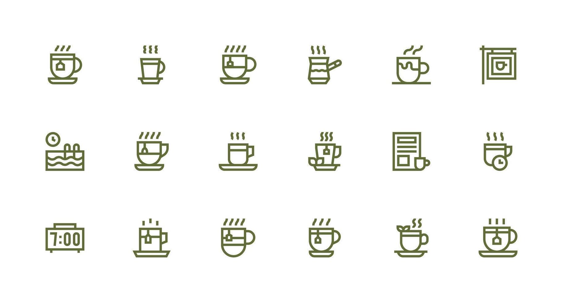 Afternoon Set with 18 Strong Stroke Line Icons Sharp Icons for Presentations vector