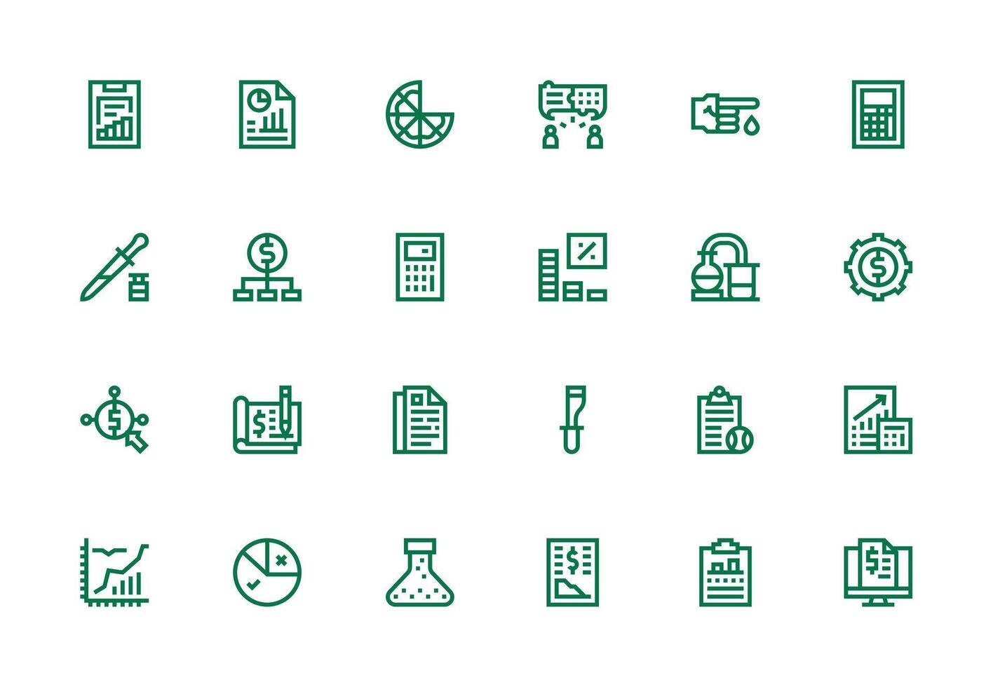 Analysis Icon Set with 24 Thick Line Line Graphics Standard Icon Pack vector