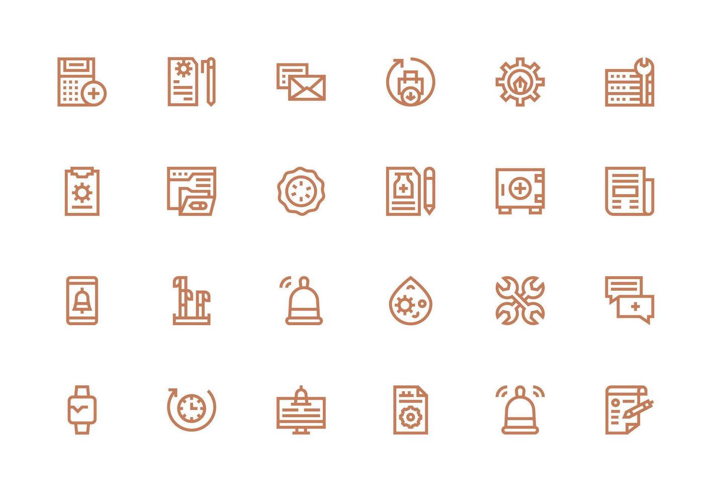 Update Visual Pack containing 24 Thick Line Line Icons Complete Icon Bundle for Web Design vector