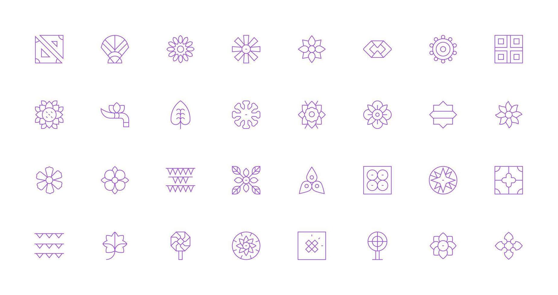 Motif Icon Set with 32 Thin Line Graphics Simple Icons for Interface and Wireframes vector