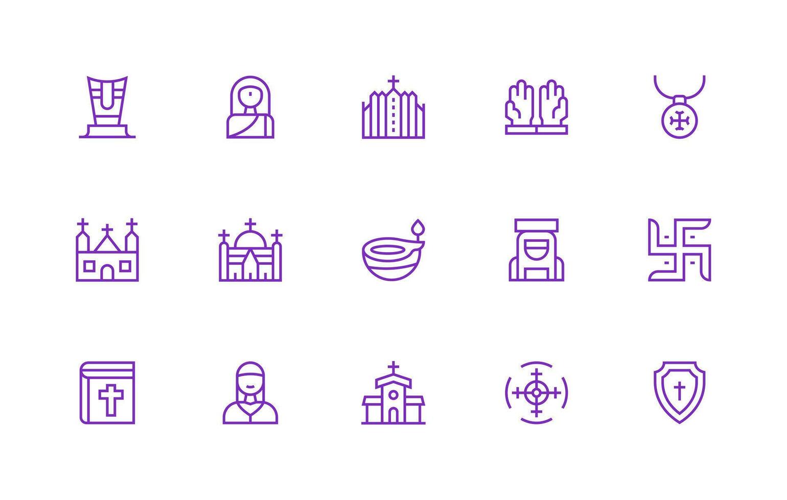 15 Icons for Religious Icon in Regular Line Format Multi-Purpose Icon Pack for Templates vector