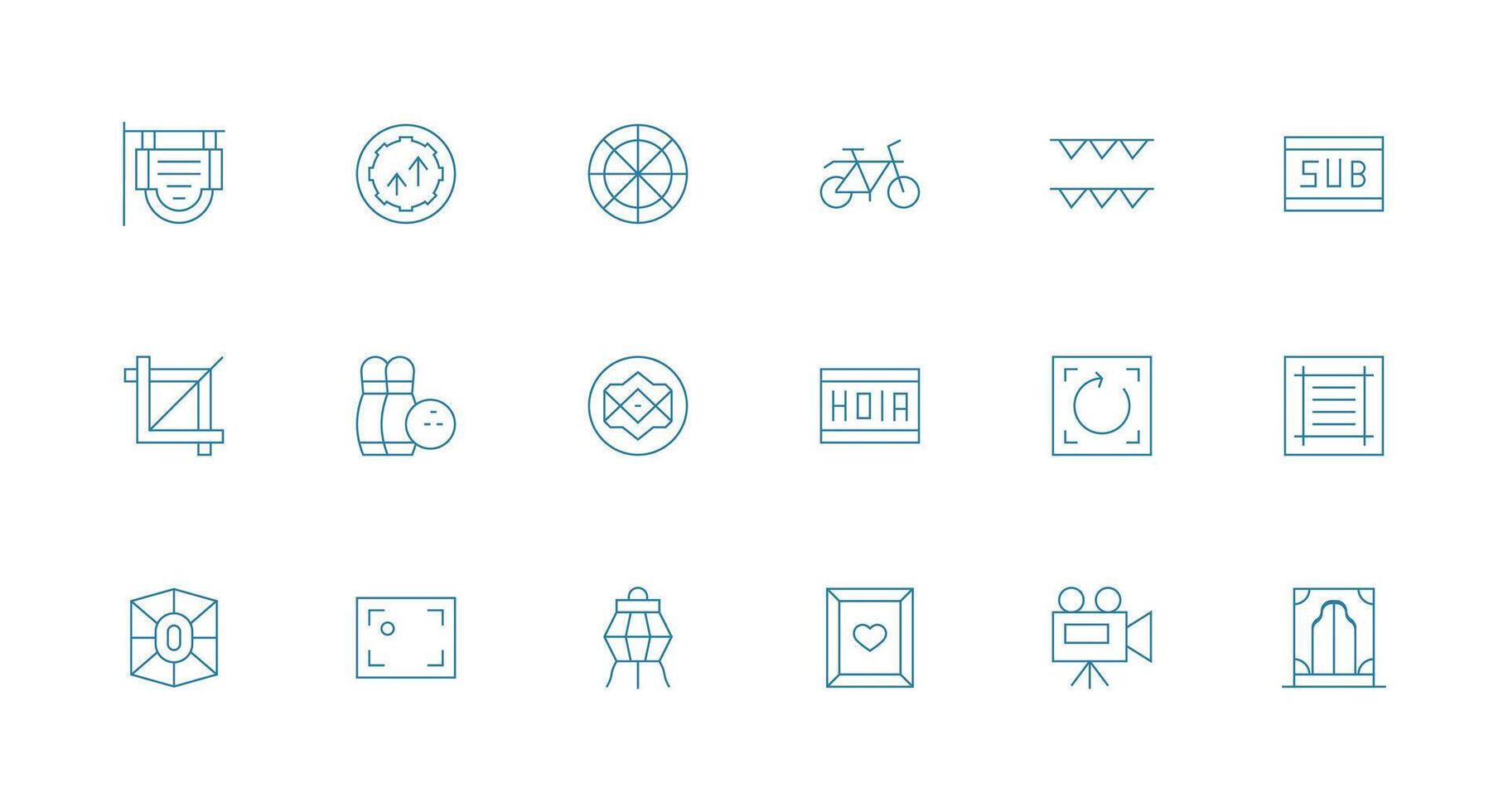 Frame Design Icons featuring 18 in Minimal Line Style Clean Icon Set Icon Pack for UI Projects vector