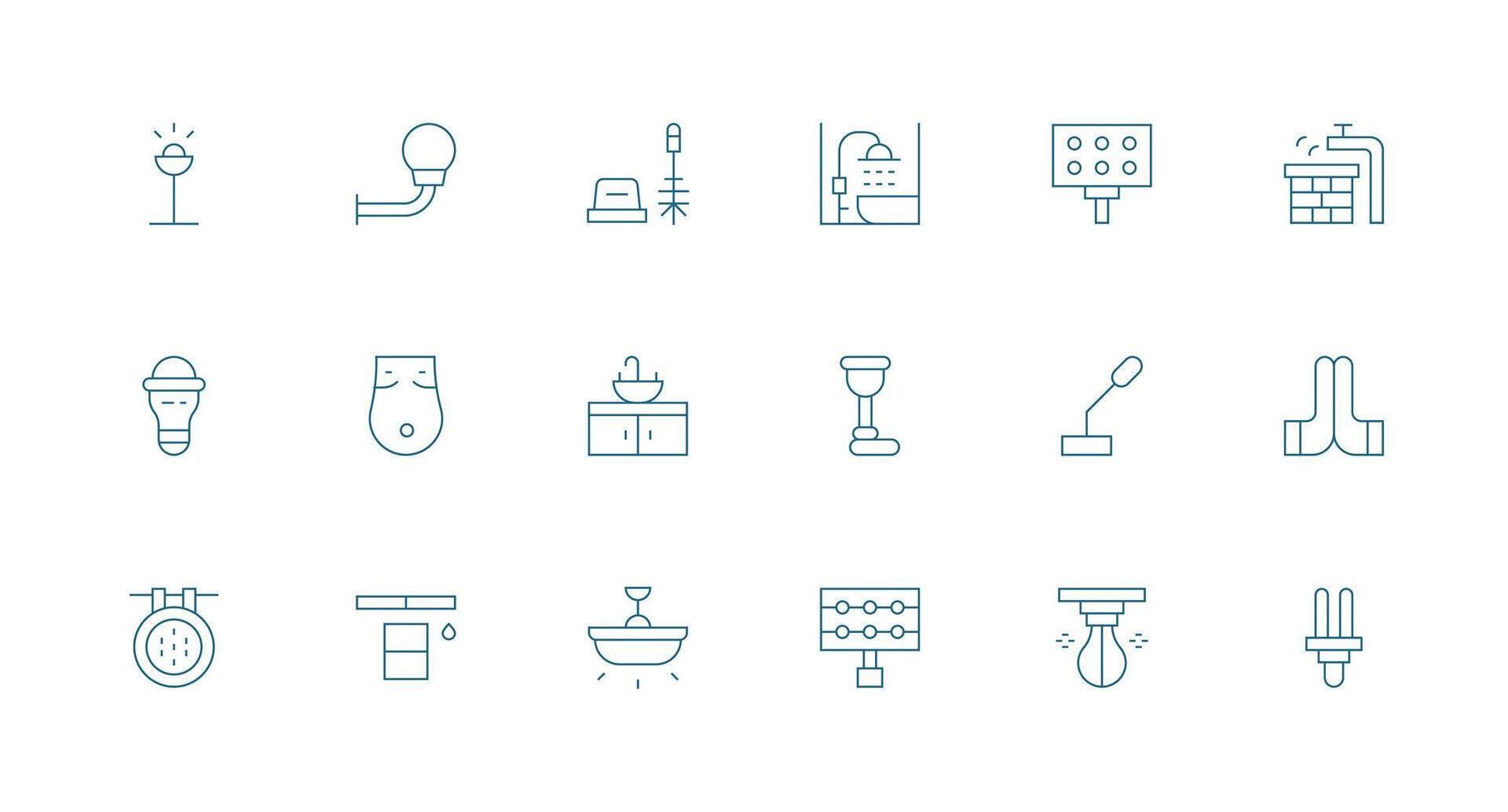 Fixture Icon Collection with 18 Minimal Line Designs Clear and Concise Icon Set Collection vector