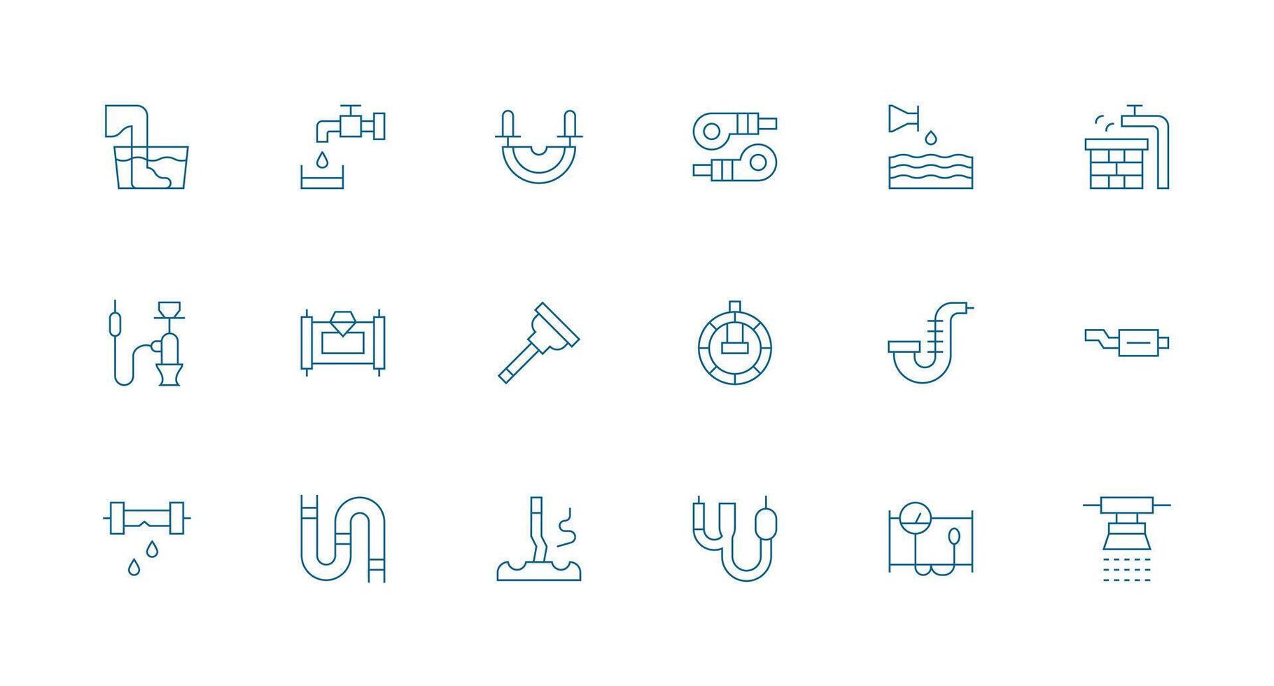 Minimal Line Style Pipe Icons with 18 Vectors High-Resolution Icons for Any Platform
