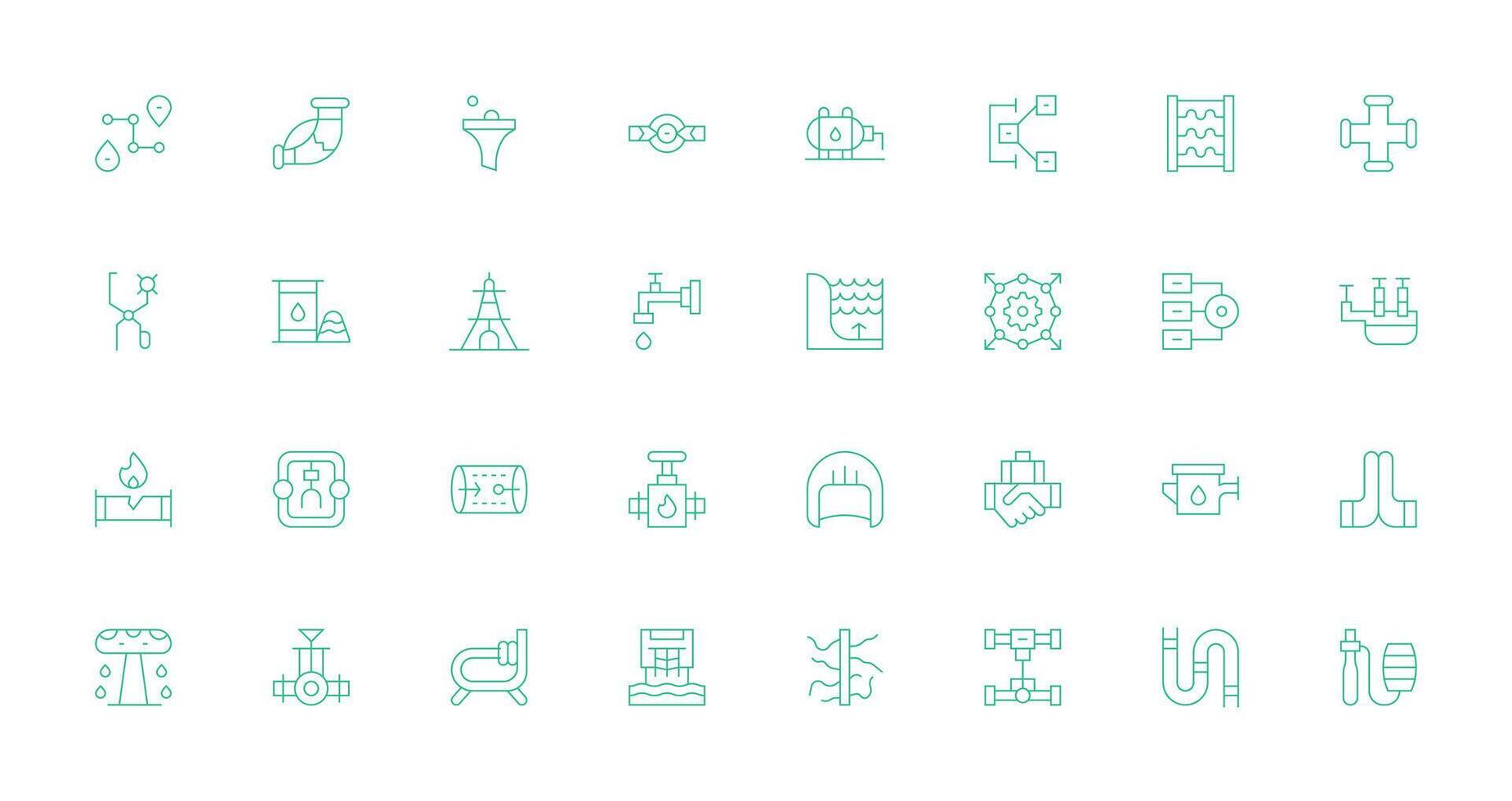 32 Thin Line Icons for Pipeline Graphics Responsive Icon Set for Flexible Layouts vector