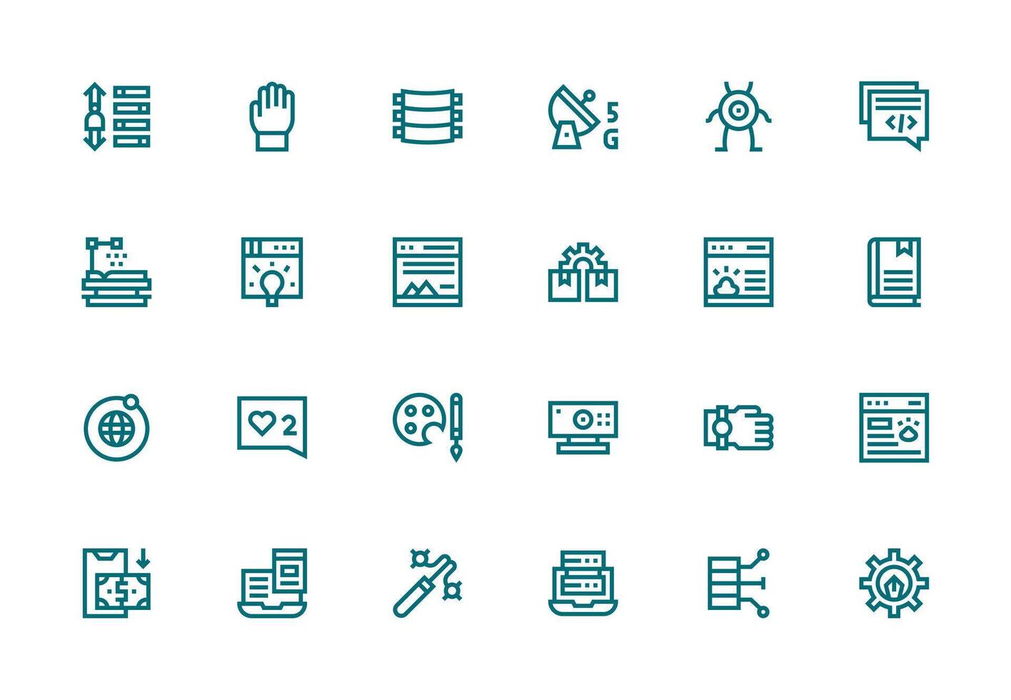Digital Set with 24 Thick Line Line Icons Essential Icon Set for Teams vector