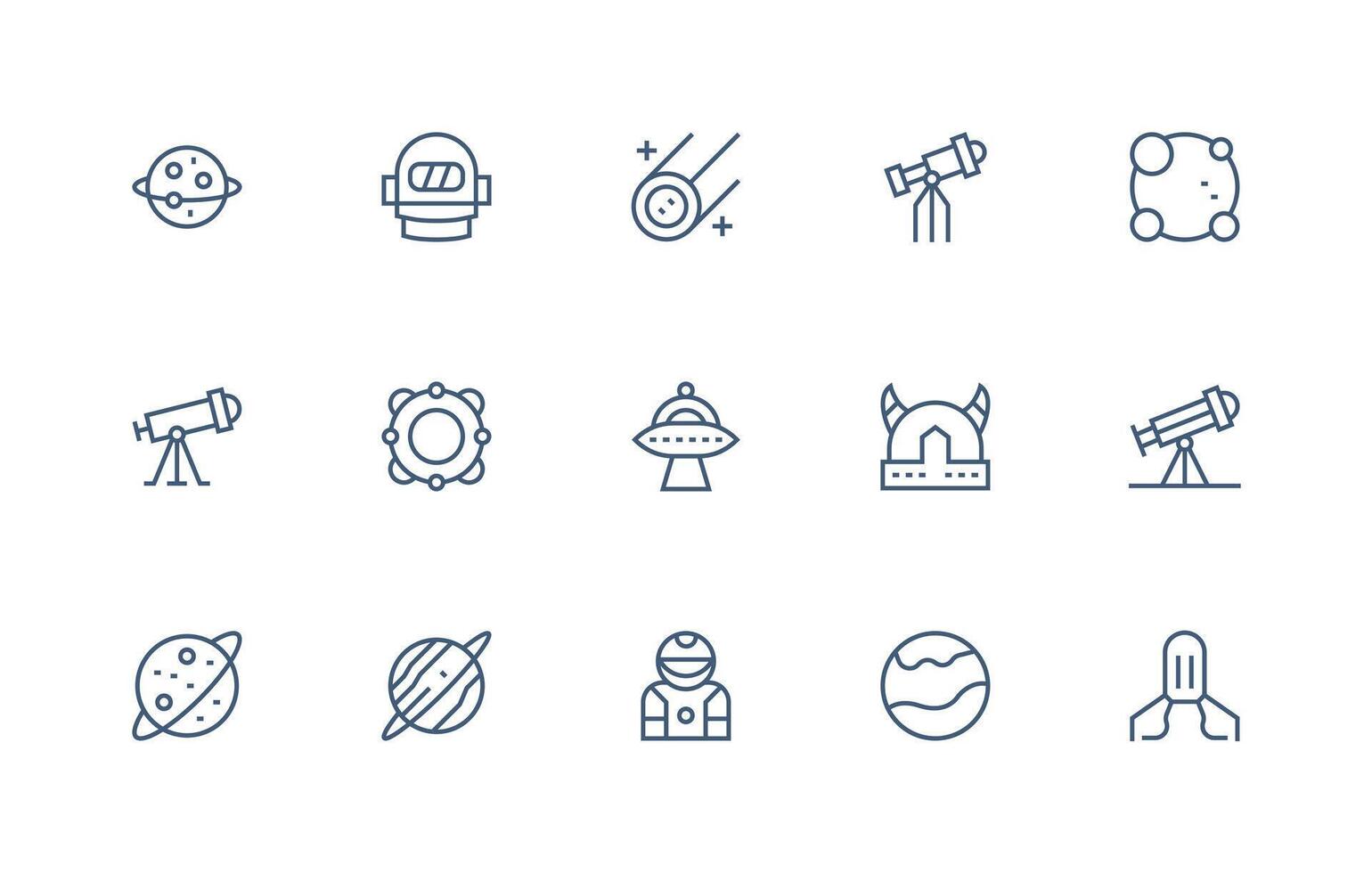 15 Icons for Galaxy in Regular Line Format Clean Icon Set Icon Pack for UI Projects vector