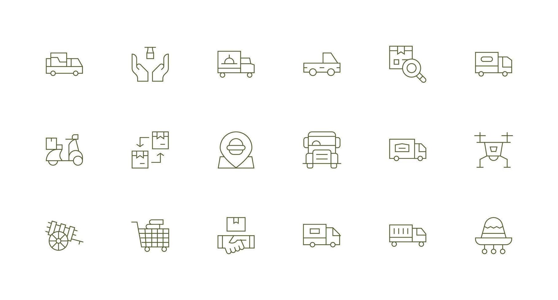 Delivery Service Icon Set with 18 Minimal Line Graphics All-Purpose Icon Design Pack vector