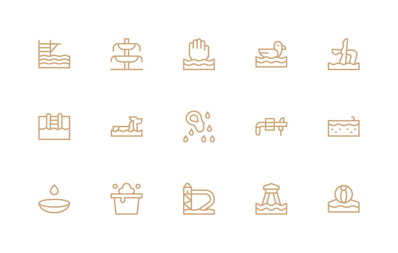 Splash Icon Collection with 15 Regular Line Designs Neatly Designed Icons for Web Platforms vector