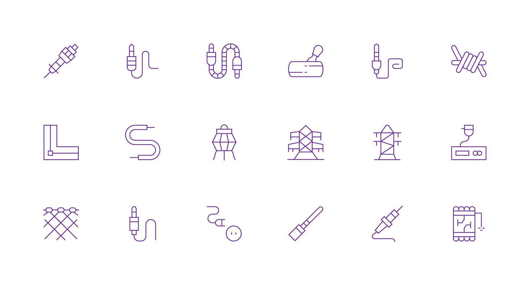 18 Icons for Wire in Minimal Line Format Multi-Style Icons for Creative Projects vector