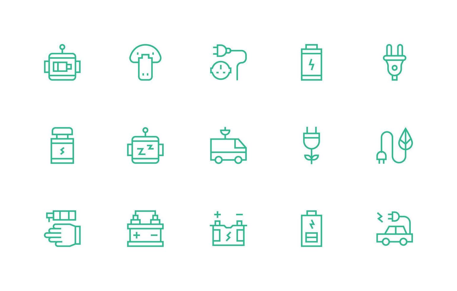 Charging Set with 15 Regular Line Icons Sharp Icons for Presentations vector