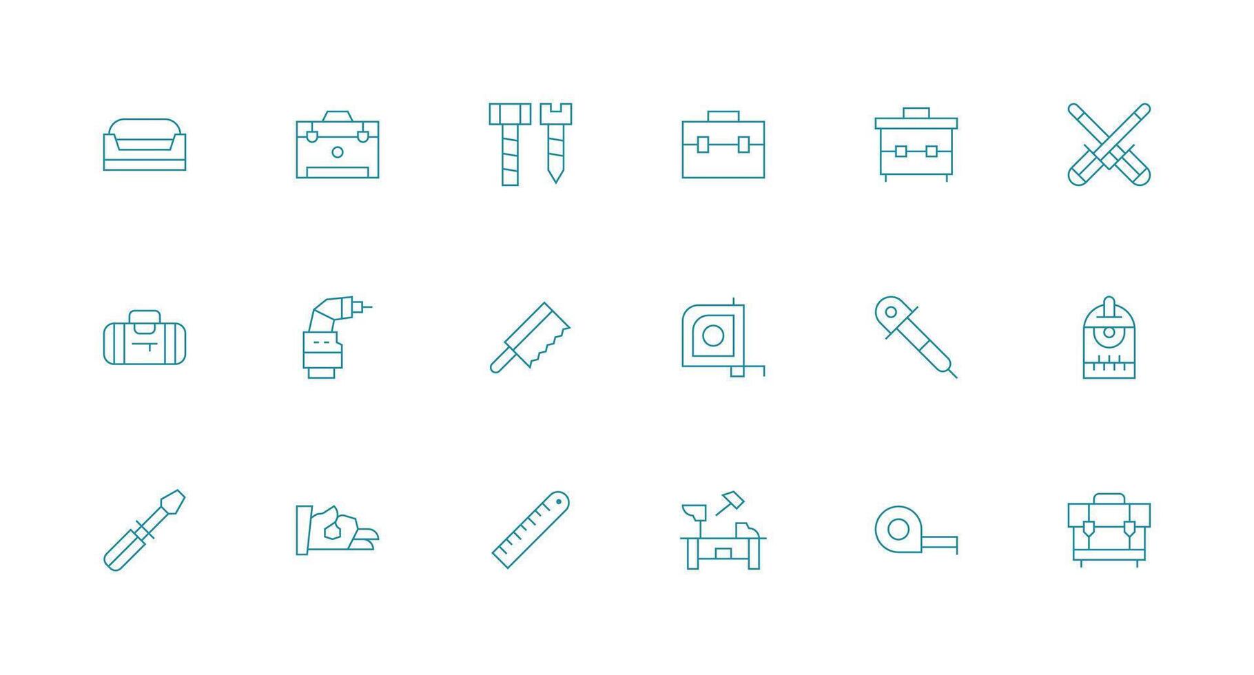 18 Carpentry Icons in Minimal Line Aesthetic Balanced Icon Set for Functional Design vector