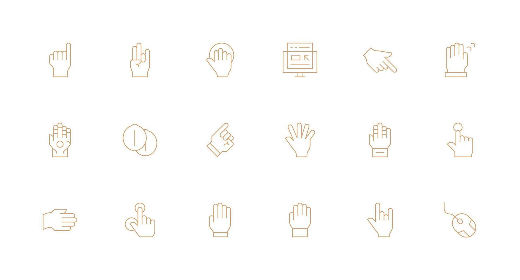 Click Icon Set with 18 Minimal Line Graphics Complete Icon Set for Mobile Apps vector