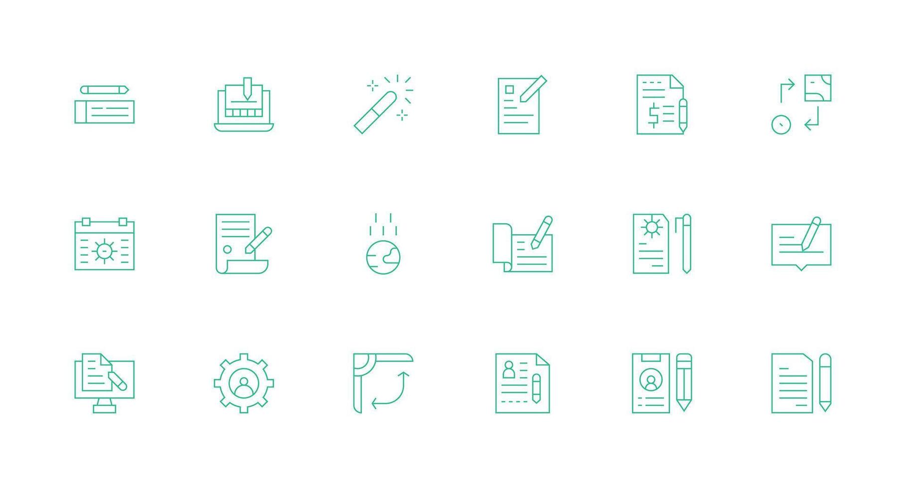 18 Minimal Line Style Icons from Change Collection Complete Icon Bundle for Web Design vector