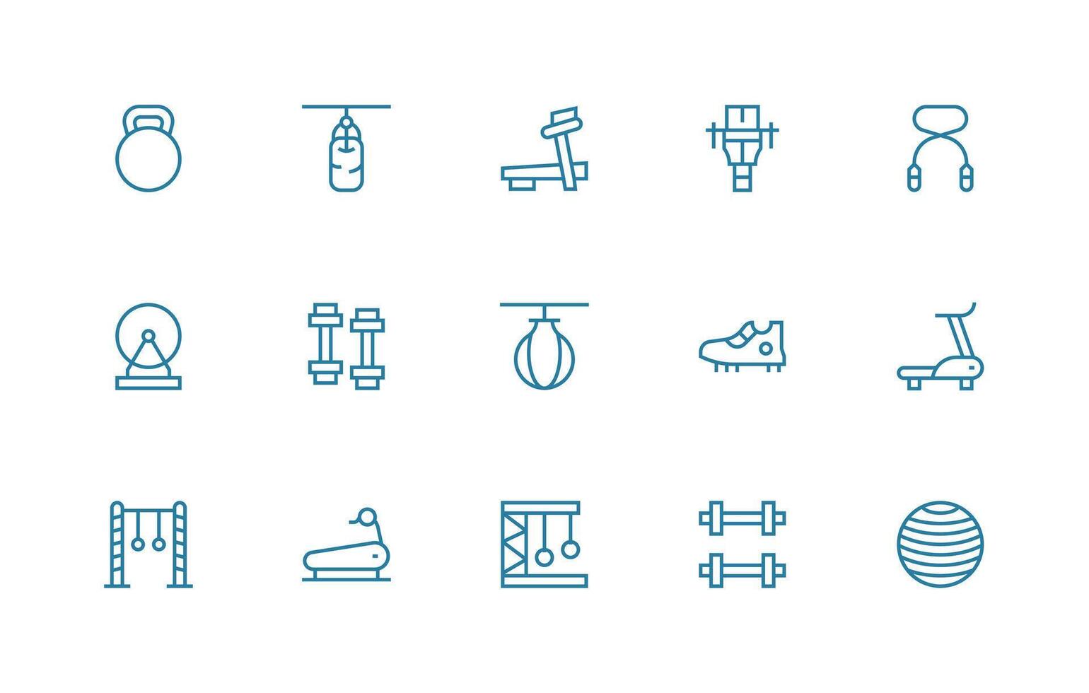 Exercise Equipment featuring 15 Icons in Regular Line Design Multi-Style Icon Collection vector