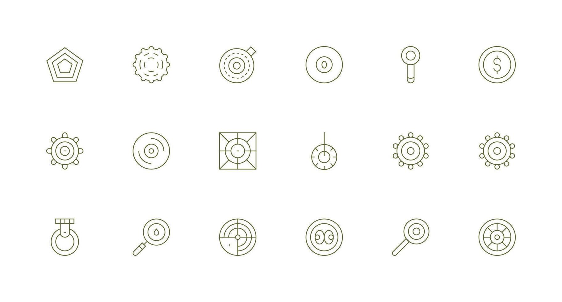 Concentric Set with 18 Minimal Line Icons Lightweight Icon Series for Fast Prototypes vector