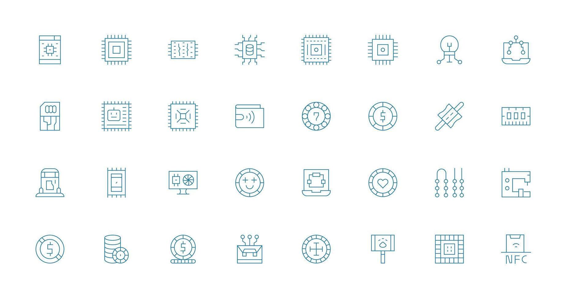 32 Chip Icons in Thin Line Aesthetic Neatly Designed Icons for Web Platforms vector