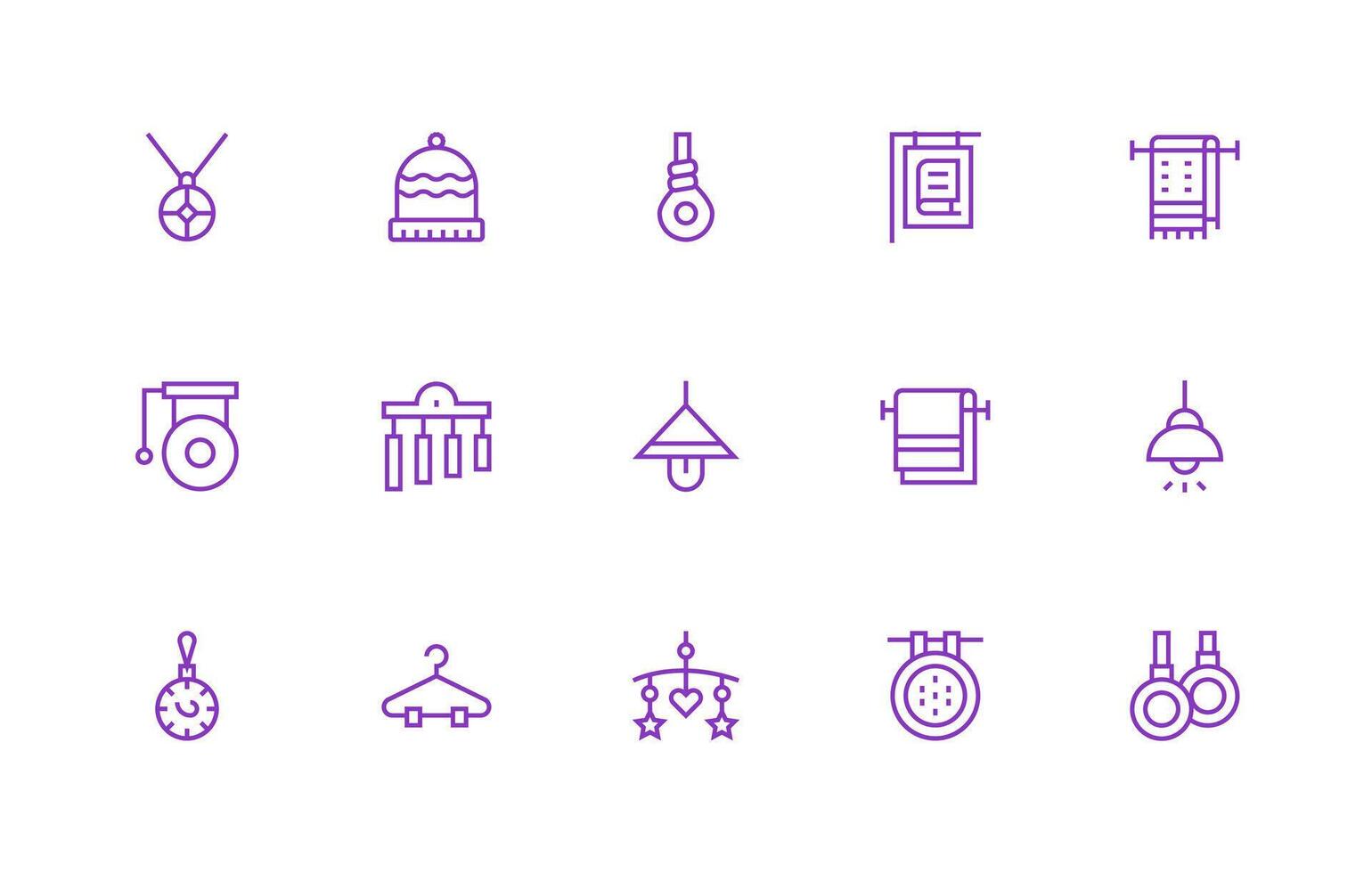 Hanging Icon Collection with 15 Regular Line Designs Interface Icon Collection for Daily Projects vector