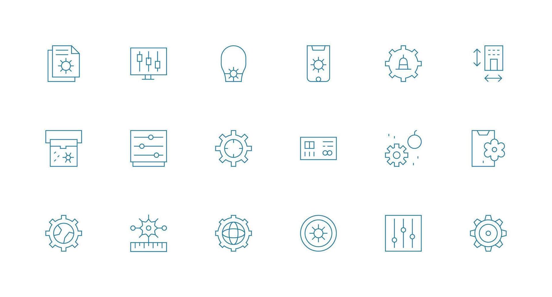 18 Minimal Line Vectors for Parameters Theme Multi-Purpose Icon Set