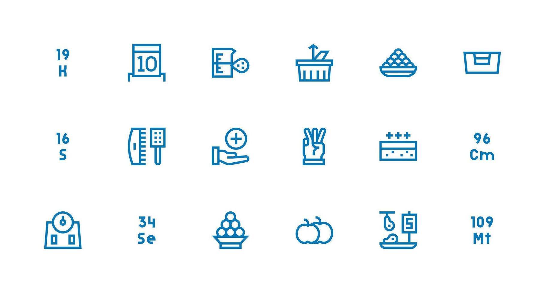 Quantity Set with 18 Strong Stroke Line Icons Clear and Concise Icon Set Collection vector