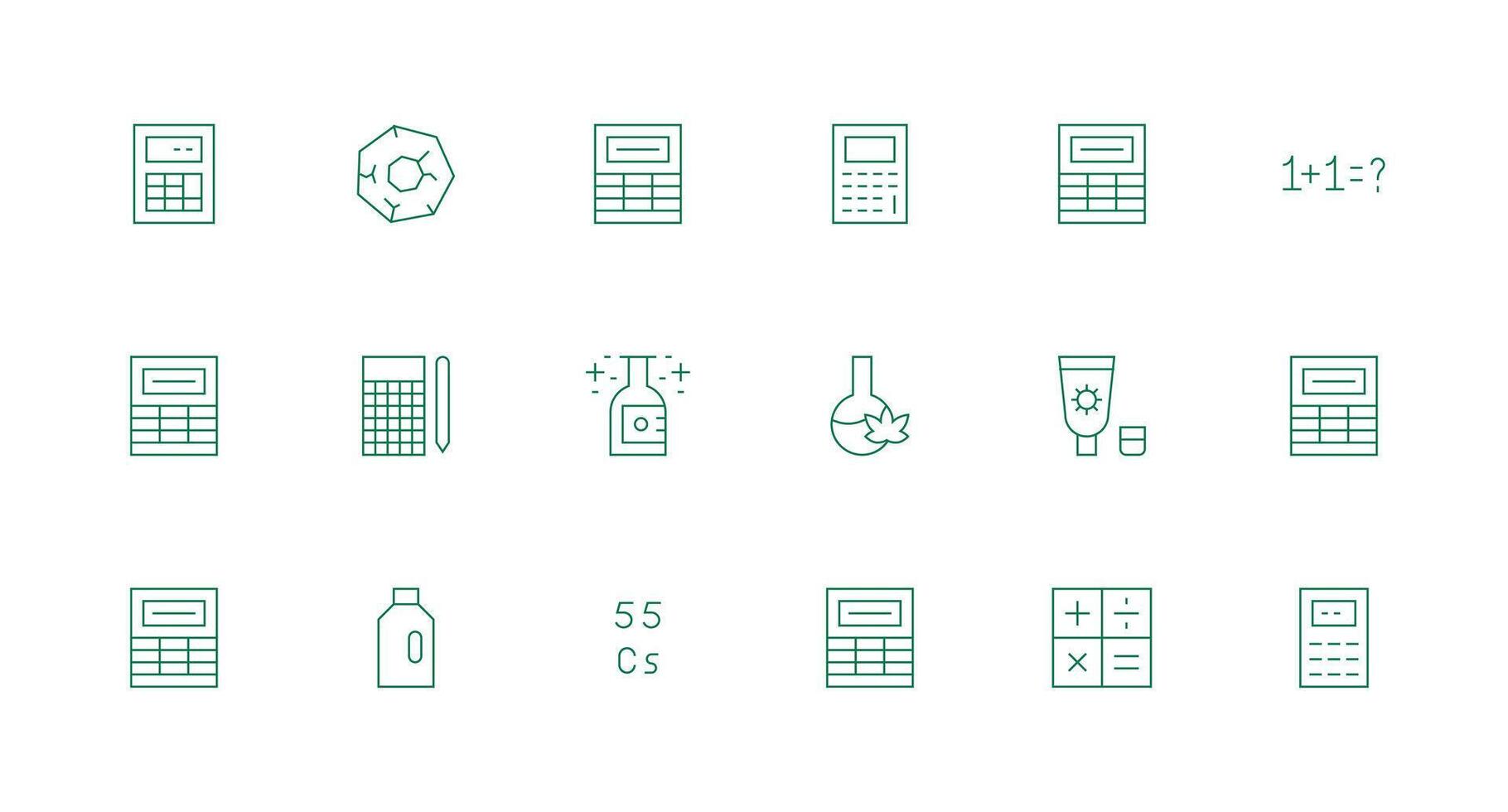 fórmula presentando 18 íconos en mínimo línea diseño de múltiples fines icono conjunto vector