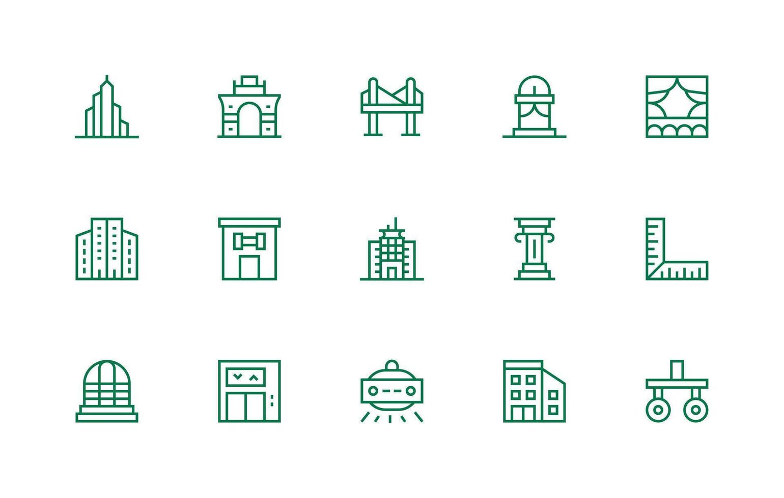 15 Regular Line Style Icons from Architecture Collection Complete Icon Set for Mobile Apps vector