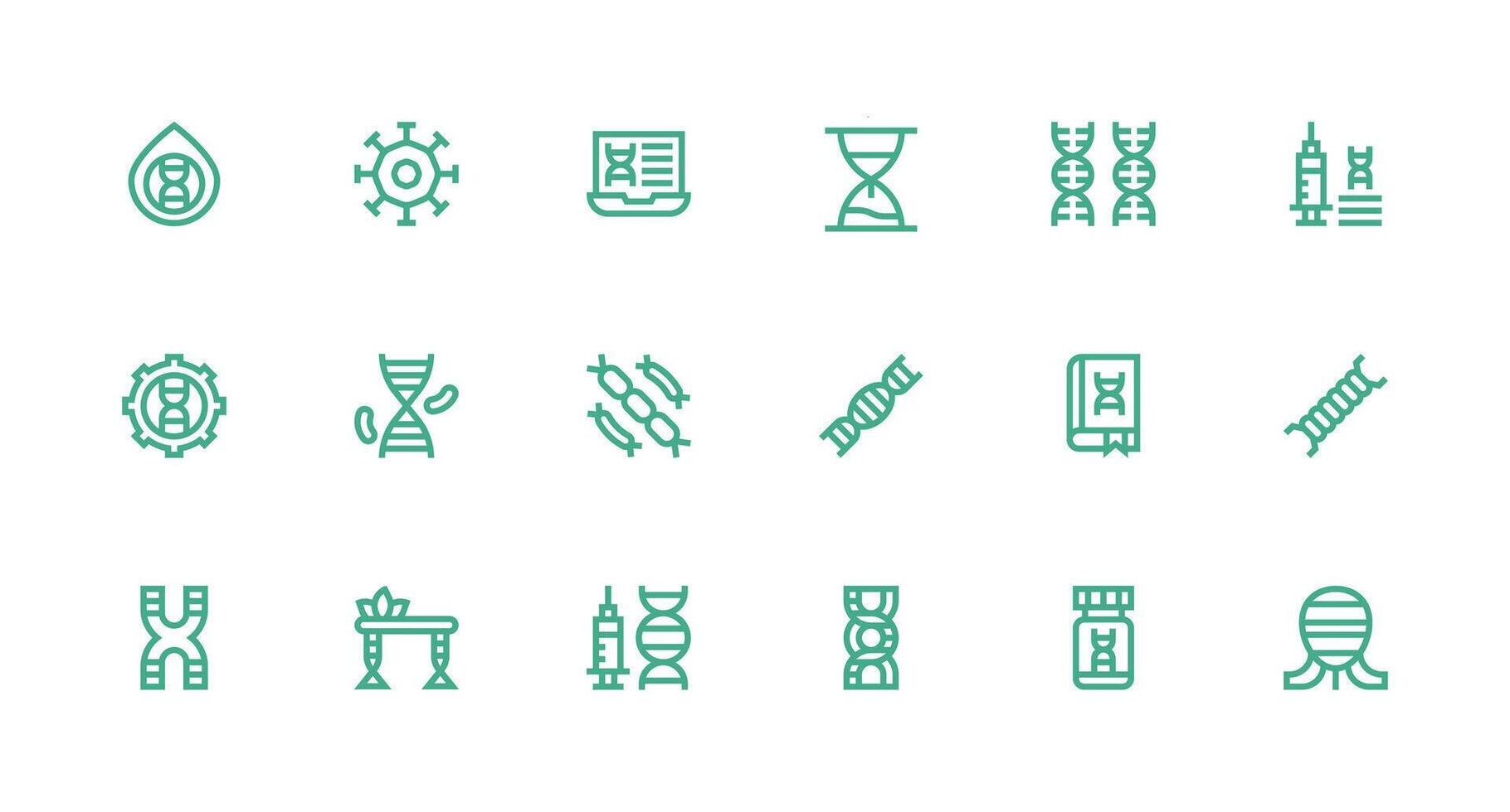 Dna Icon Set with 18 Strong Stroke Line Graphics Dashboard Icon Series vector