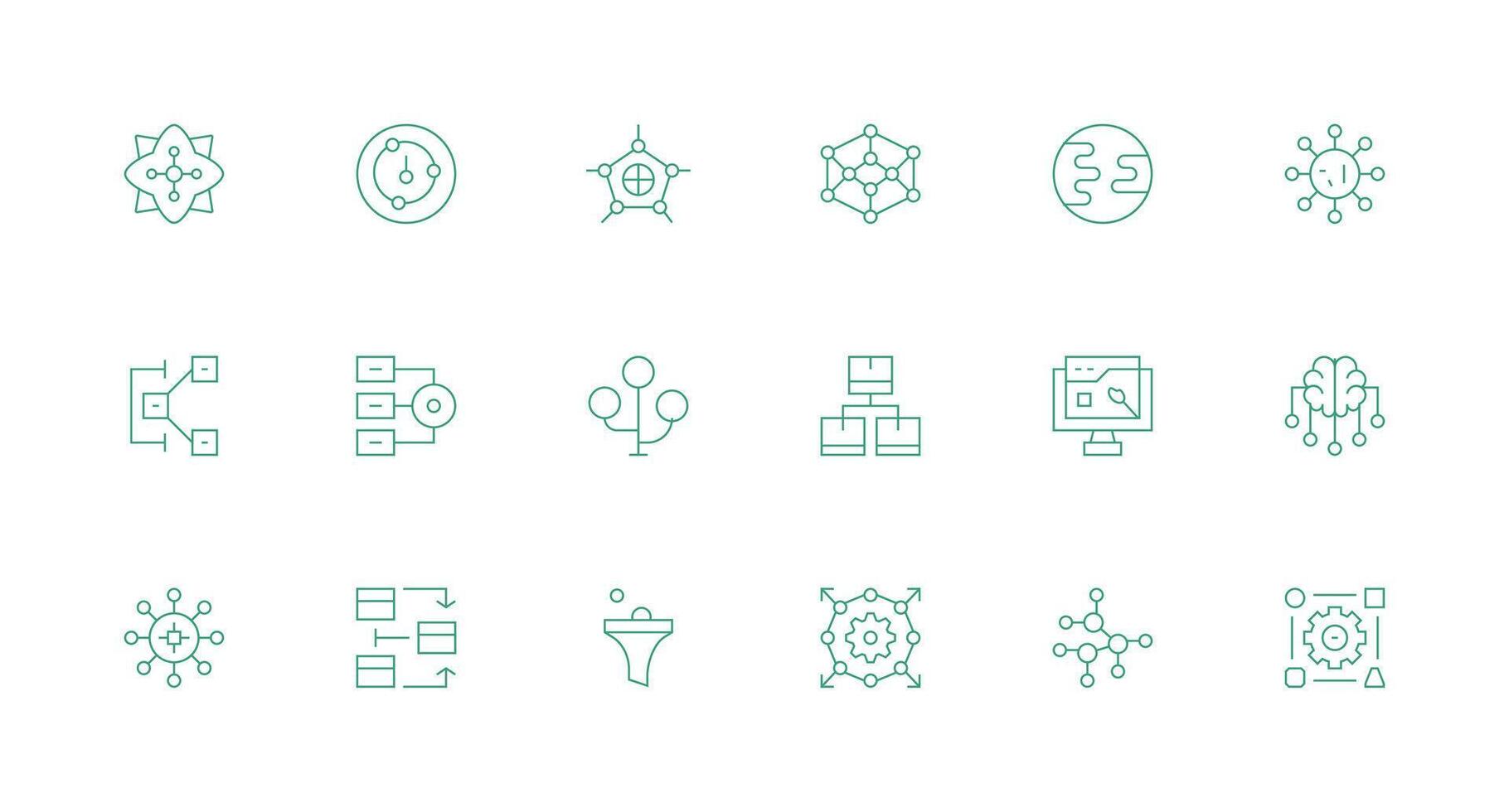 18 Icons for Dataflow in Minimal Line Format Balanced Icon Set for Functional Design vector