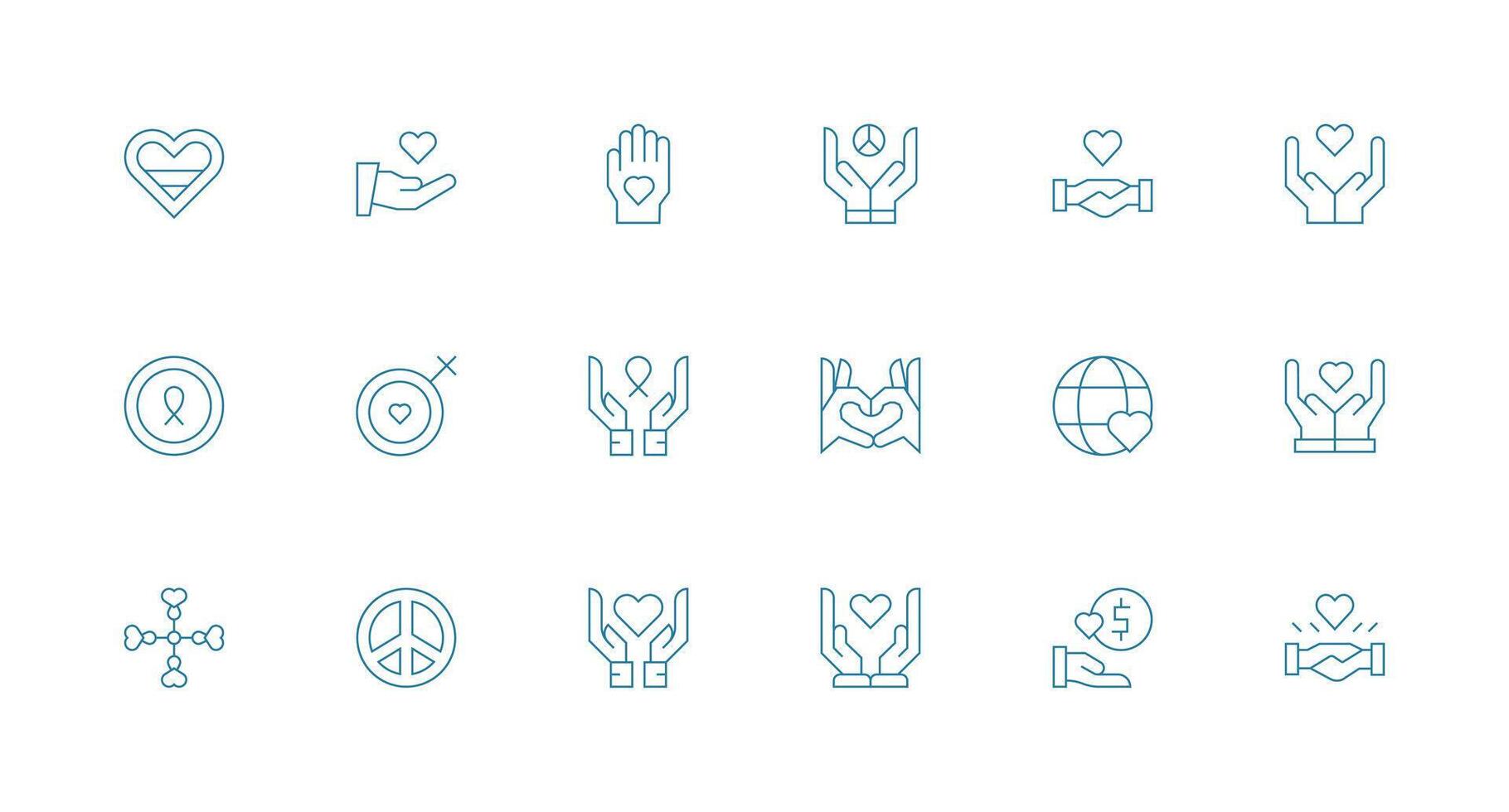Empathy featuring 18 Icons in Minimal Line Design Complete Icon Set for Mobile Apps vector
