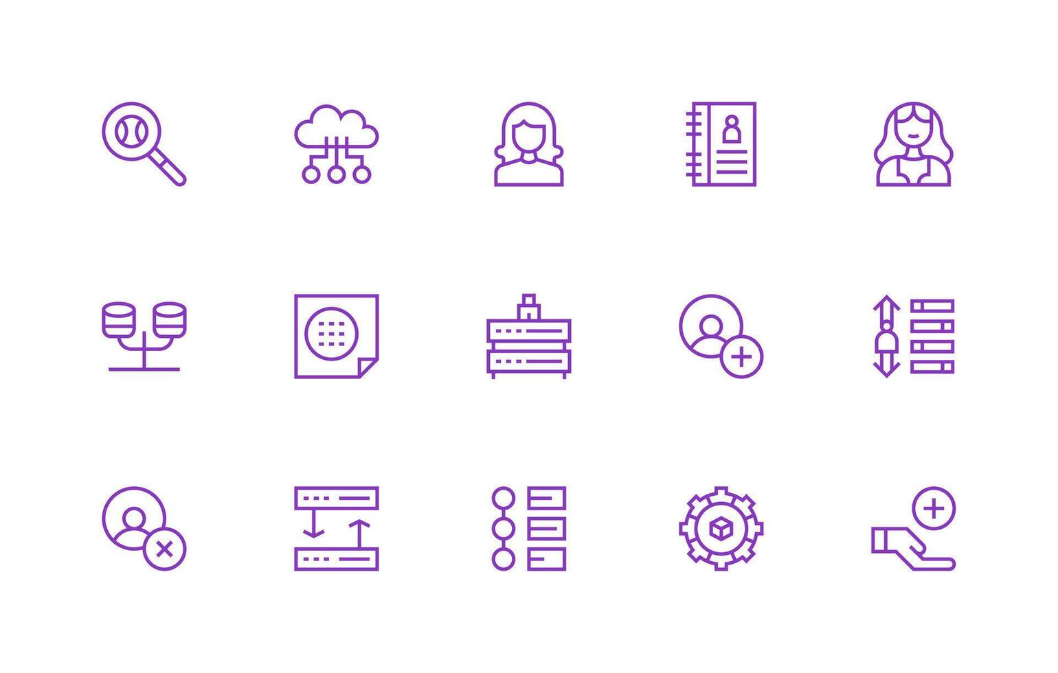 Database Icon Collection with 15 Regular Line Designs Neatly Designed Icons for Web Platforms vector