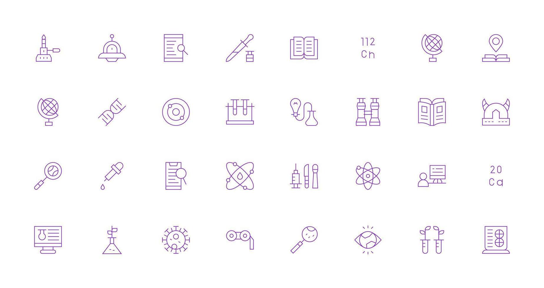 Research Icon Set with 32 Thin Line Graphics Professional Icon Pack for Development Work vector